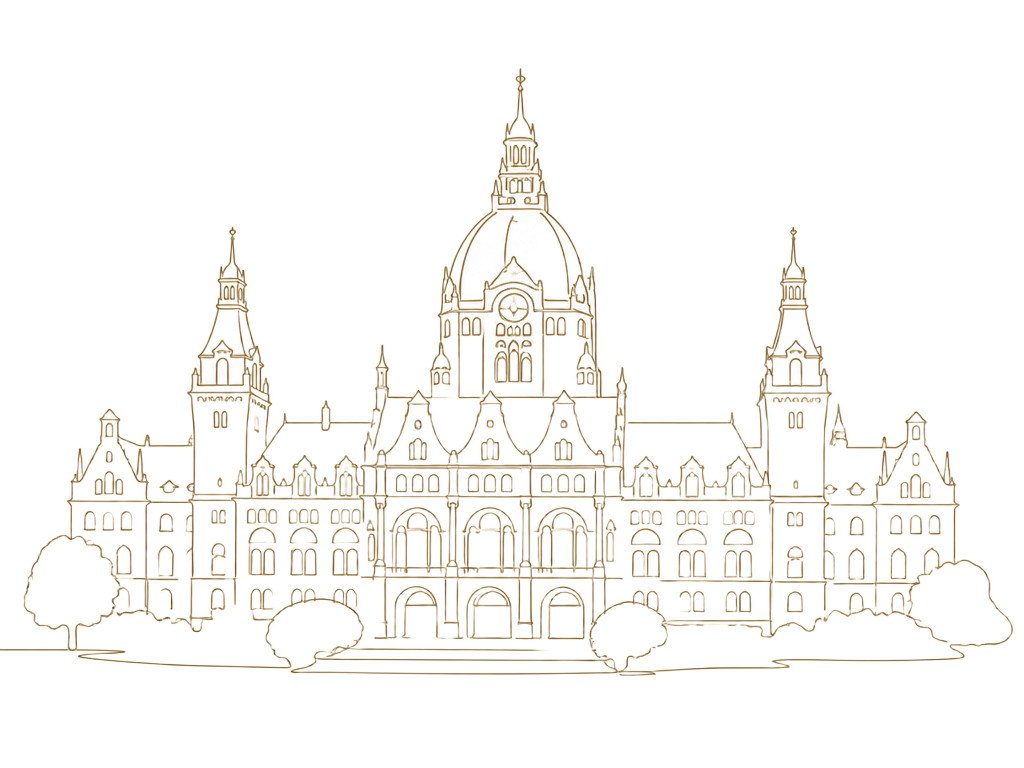 Illustration des Neuen Rathauses in Hannover als Wahrzeichen der Stadt